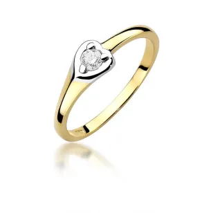 Złoty Pierścionek 585 z diamentem brylant 0,10ct