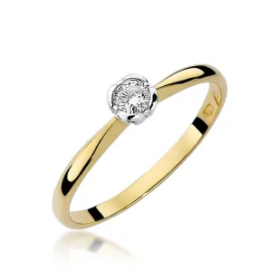 Złoty Pierścionek 585 z diamentem brylant 0,10ct