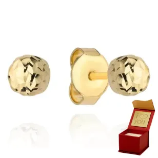 ⭐ Kolczyki kulki super lekkie diamentowane 7 mm pr. 333 ♥ Ergold