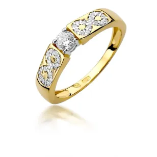 Złoty Pierścionek 585 z diamentem brylant 0,20ct