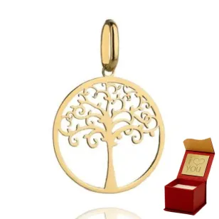 ⭐ Anhänger goldener Baum des Glücks im Kreis ♥ der Ergold
