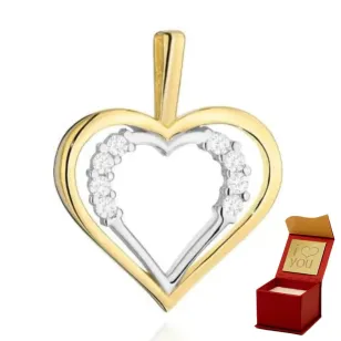 ⭐ Zawieszka złota dwa serca i cyrkonie w dwóch kolorach złota ♥ Ergold