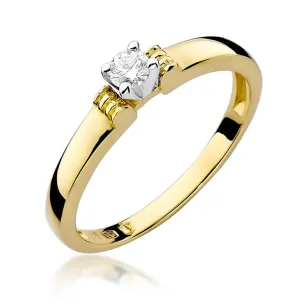 Złoty Pierścionek 585 z diamentem brylant 0,15ct