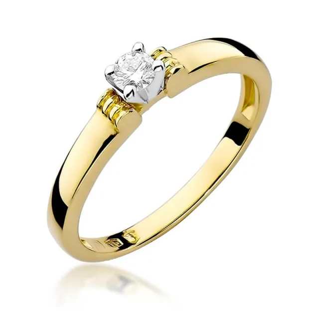 Złoty Pierścionek 585 z diamentem brylant 0,15ct