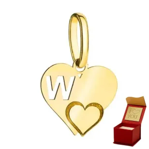 ⭐ Anhänger goldener Buchstabe W mit Herz ♥ Ergold