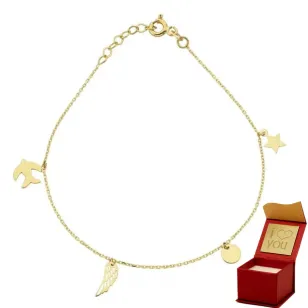 ⭐ Goldenes Armband mit Stern, Kreis, Flügel und Schwalbe ♥ Ergold