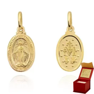 ⭐ Wundertätige Medaille Anhänger medium gold pr. 585 ♥ Ergold