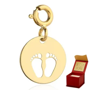 ⭐ Zawieszka/charms złote pełne kółko i stópki ♥ Ergold