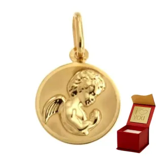 ⭐ Medaille eines Engels, der in einem goldenen Kreis pr. 585 ♥ Ergold