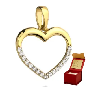 ⭐ Goldherzanhänger mit einem Teil der Zirkonoxid ♥- Ergold