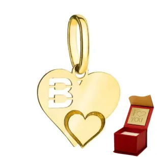 ⭐ Anhänger goldener Buchstabe B mit Herz ♥ Ergold
