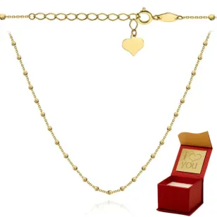 ⭐ Naszyjnik złoty z diamentowanymi kuleczkami i serce 42+3cm ♥ Ergold