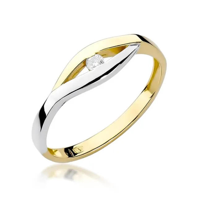 Złoty Pierścionek 585 z diamentem brylant 0,04ct