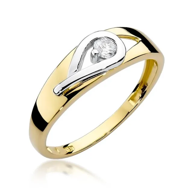 Złoty Pierścionek 585 z diamentem brylant 0,12ct