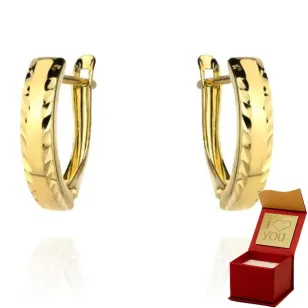 ⭐ Kolczyki złote diamentowane na obu brzegach szer. 4 mm ♥ Ergold