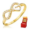 Pierścionek nieskończoność i serce z cyrkoniami próba 585
