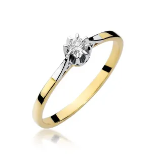 Złoty Pierścionek 585 z diamentem brylant 0,08ct