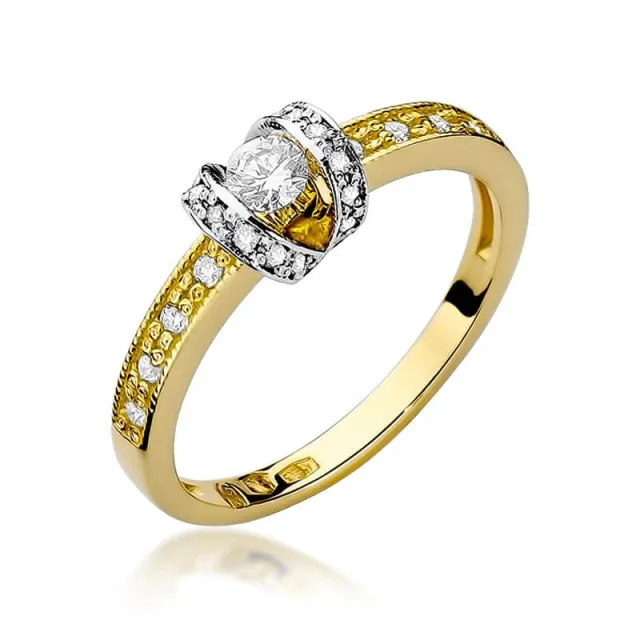 Złoty Pierścionek 585 z diamentem brylant 0,25ct