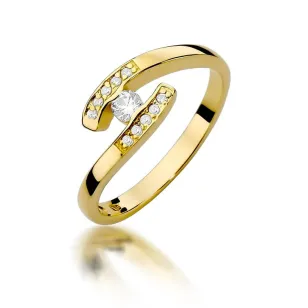 Złoty Pierścionek 585 z diamentem brylant 0,19ct