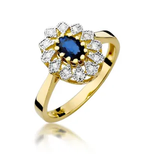Złoty Pierścionek 585 z diamentem szafir 0,70ct