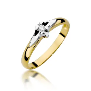 Złoty Pierścionek 585 z diamentem brylant 0,04ct