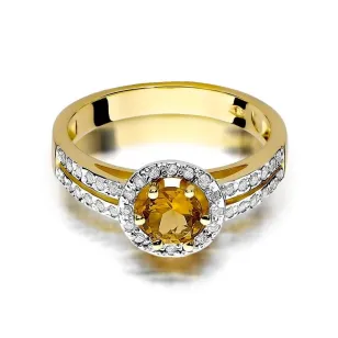 Złoty Pierścionek 585 z diamentem cytryn 0,50ct