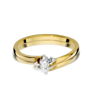 Złoty Pierścionek 585 z diamentem brylant 0,12ct