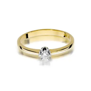 Złoty Pierścionek 585 z diamentem brylant 0,10ct