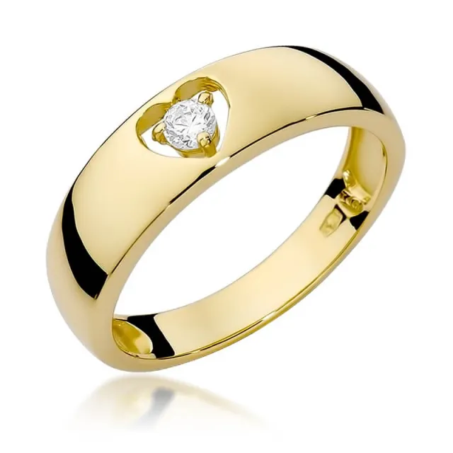 Złoty Pierścionek 585 z diamentem brylant 0,10ct