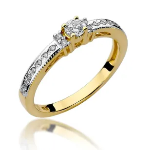 Złoty Pierścionek 585 z diamentem brylant 0,24ct