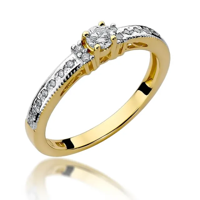 Złoty Pierścionek 585 z diamentem brylant 0,24ct