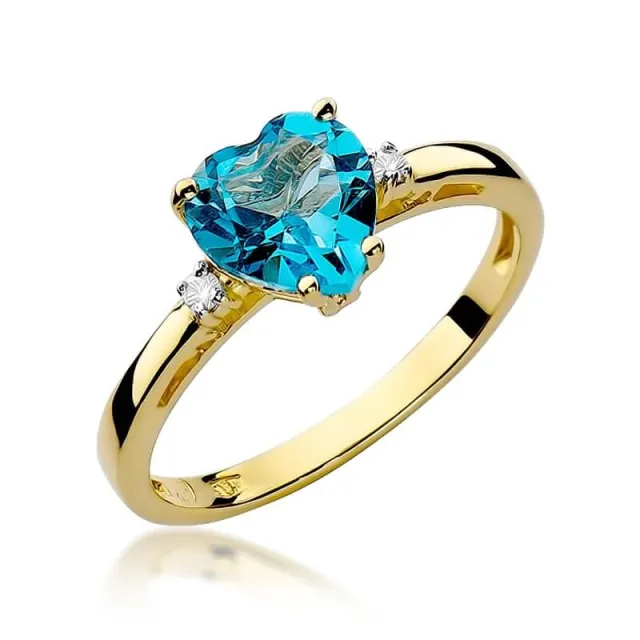 Złoty Pierścionek 585 z diamentem topaz 1,20ct