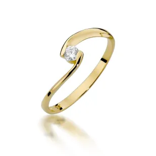 Złoty Pierścionek 585 z diamentem brylant 0,09ct