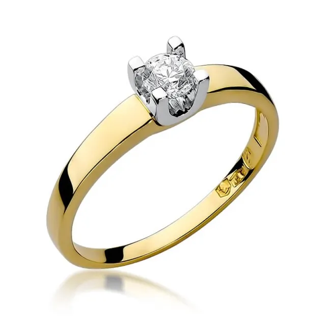 Złoty Pierścionek 585 z diamentem brylant 0,30ct