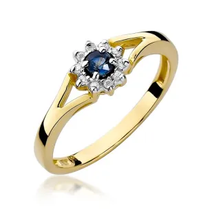 Złoty Pierścionek 585 z diamentem szafir 0,15ct