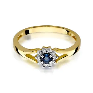 Złoty Pierścionek 585 z diamentem szafir 0,15ct