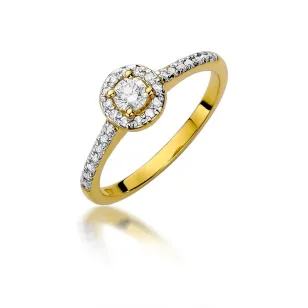 Złoty Pierścionek 585 z diamentem brylant 0,15ct