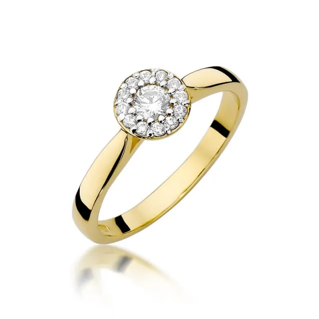Złoty Pierścionek 585 z diamentem brylant 0,12ct