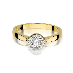 Złoty Pierścionek 585 z diamentem brylant 0,12ct