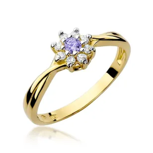 Złoty Pierścionek 585 z diamentem tanzanit 0,15ct