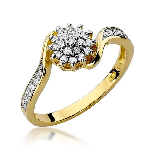 Złoty Pierścionek 585 z diamentem brylant 0,26ct