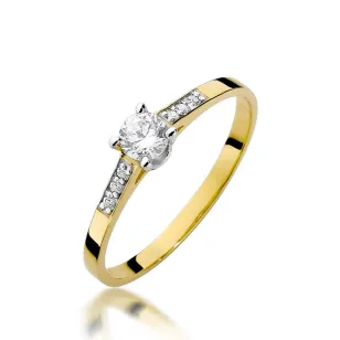 Złoty Pierścionek 585 z diamentem brylant 0,15ct