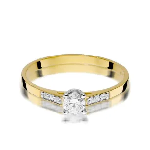 Złoty Pierścionek 585 z diamentem brylant 0,15ct
