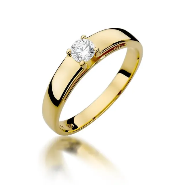 Złoty Pierścionek 585 z diamentem brylant 0,23ct