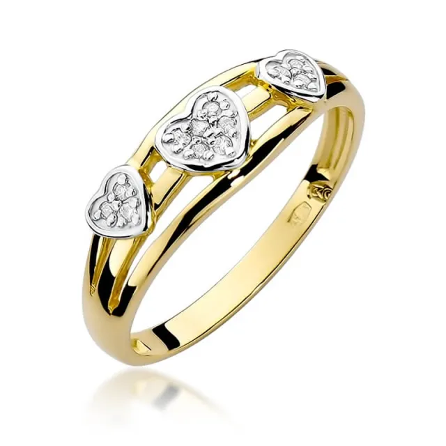 Złoty Pierścionek 585 z diamentem brylant 0,06ct
