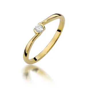 Złoty Pierścionek 585 z diamentem brylant 0,09ct