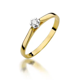 Złoty Pierścionek 585 z diamentem brylant 0,09ct