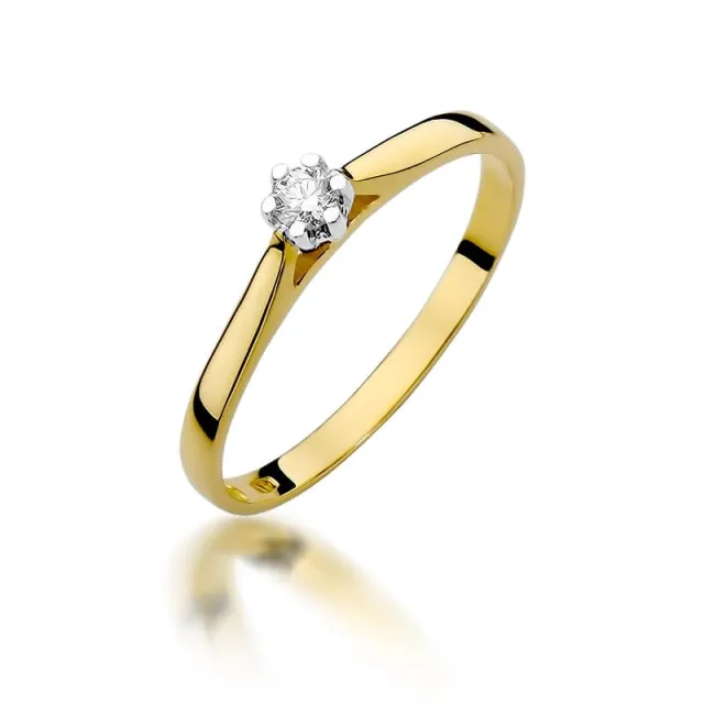 Złoty Pierścionek 585 z diamentem brylant 0,09ct