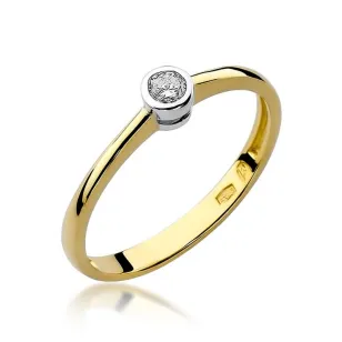 Złoty Pierścionek 585 z diamentem brylant 0,08ct