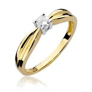 Złoty Pierścionek 585 z diamentem brylant 0,15ct